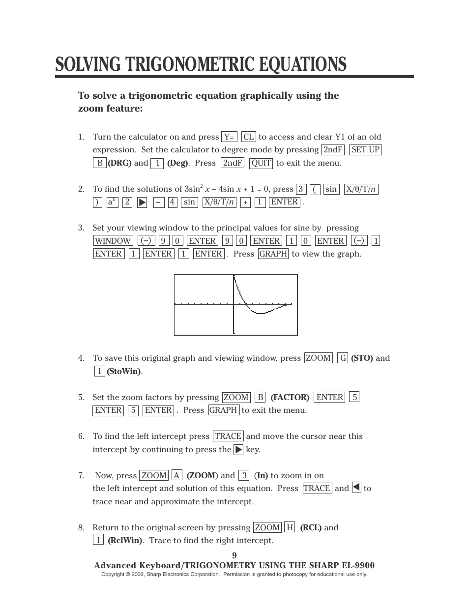 Solving trigonometric equations | Sharp EL-9900 User Manual | Page 124 / 153