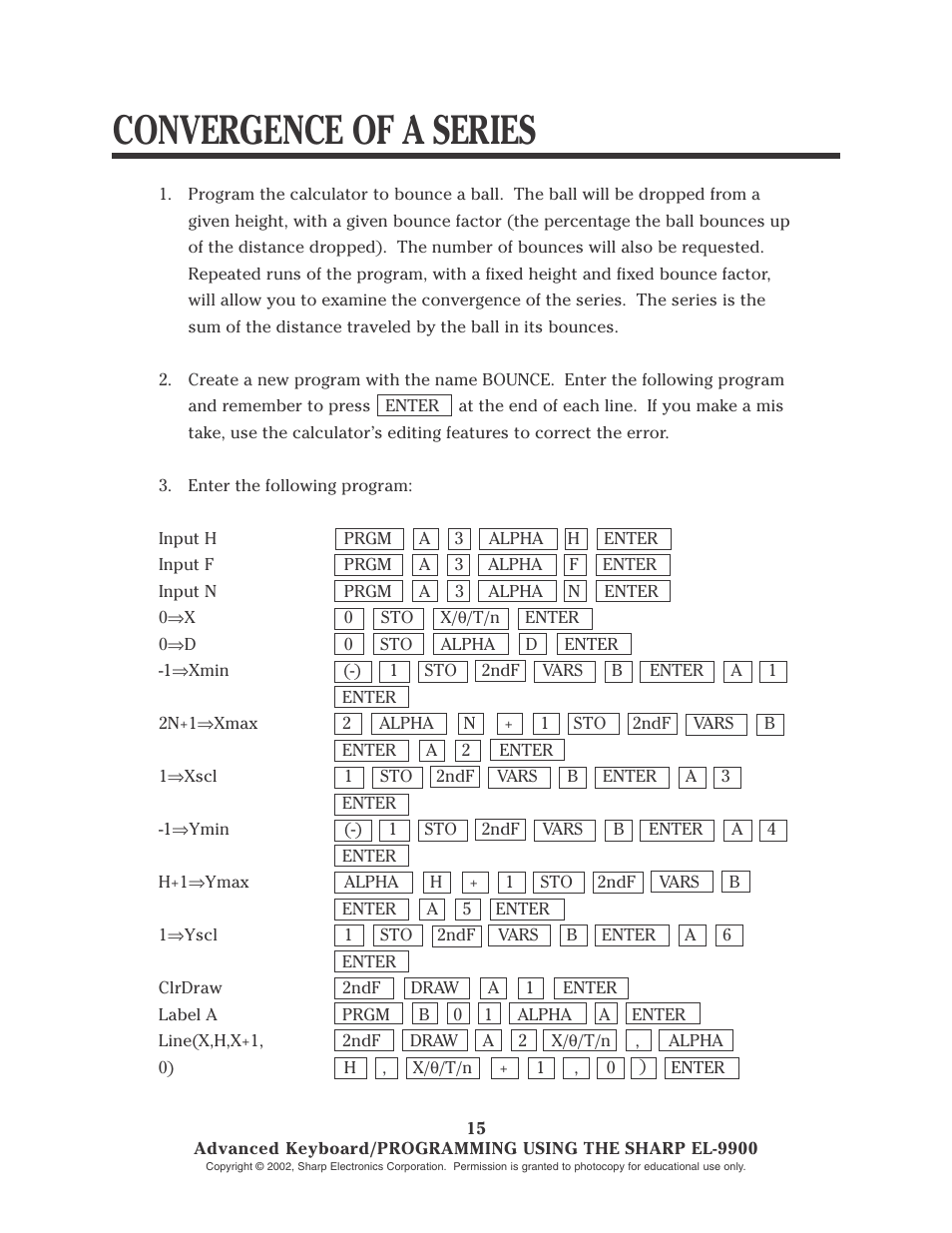 Convergence of a series | Sharp EL-9900 User Manual | Page 148 / 153