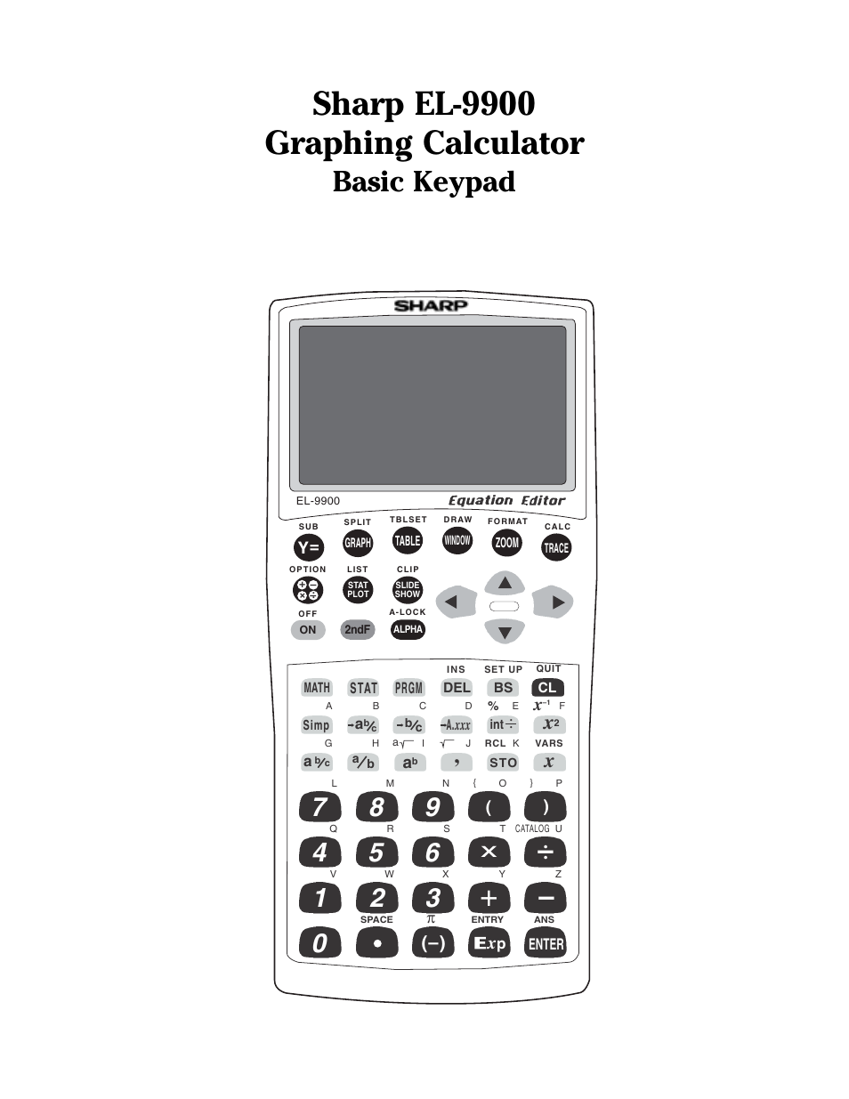 Sharp el-9900 graphing calculator, Basic keypad | Sharp EL-9900 User Manual | Page 2 / 153