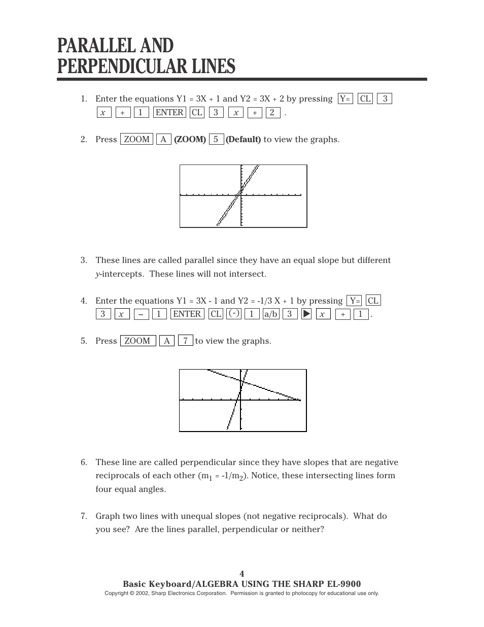 Parallel and perpendicular lines | Sharp EL-9900 User Manual | Page 25 / 153