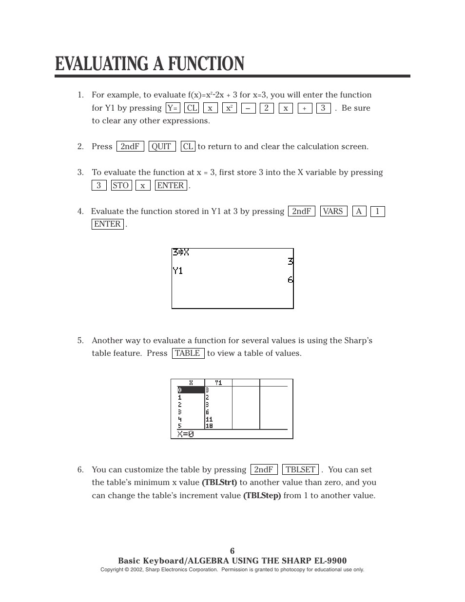 Evaluating a function | Sharp EL-9900 User Manual | Page 27 / 153