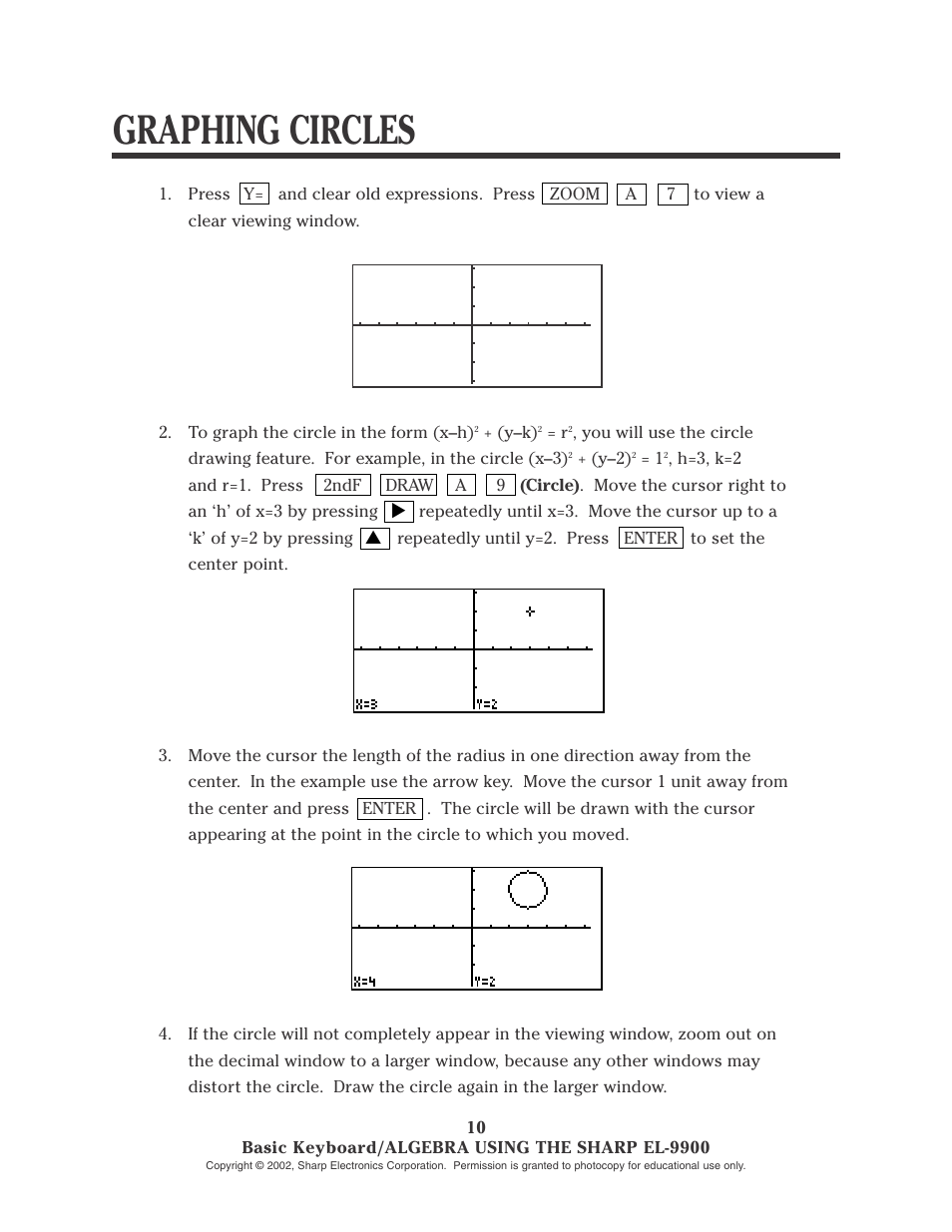 Graphing circles | Sharp EL-9900 User Manual | Page 31 / 153