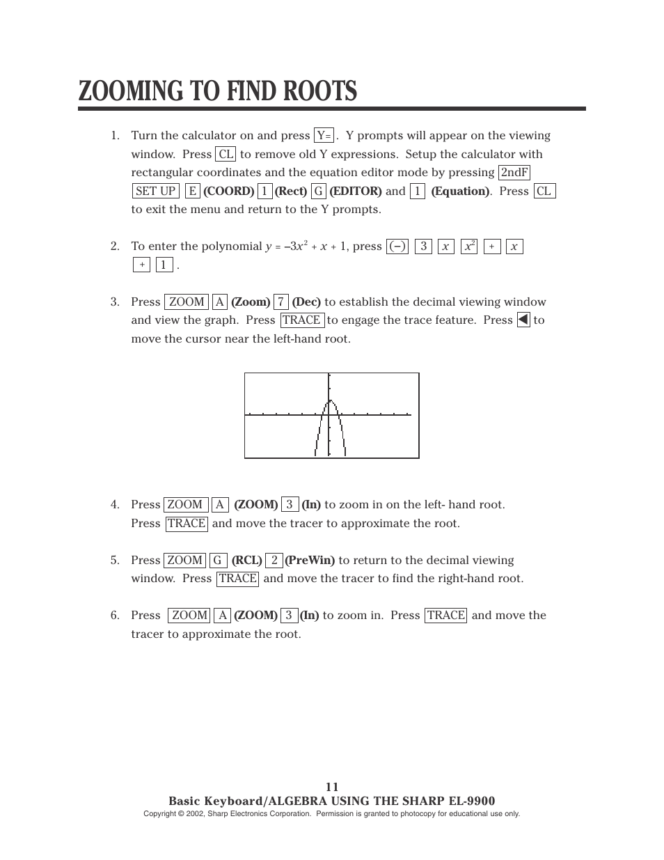 Zooming to find roots | Sharp EL-9900 User Manual | Page 32 / 153