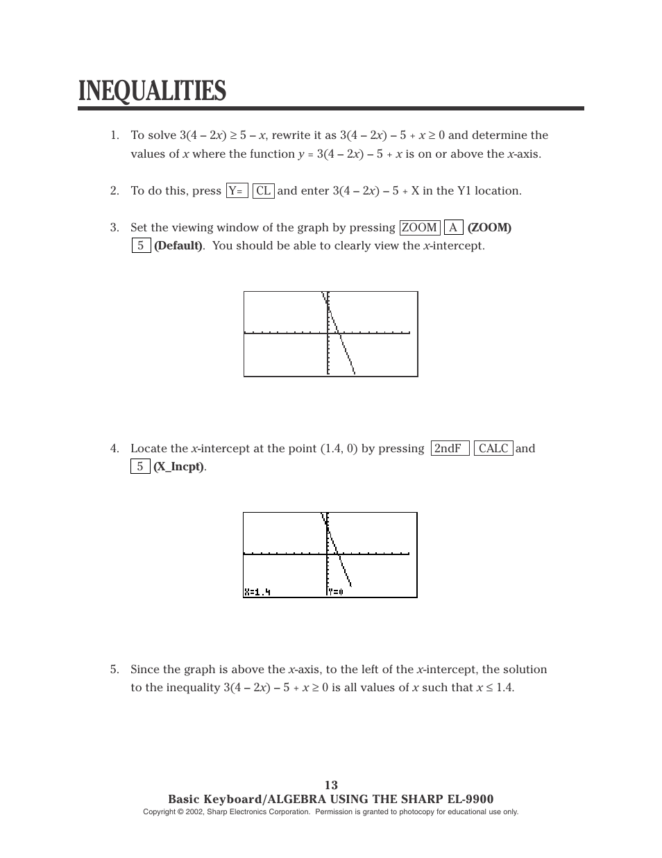 Inequalities | Sharp EL-9900 User Manual | Page 34 / 153