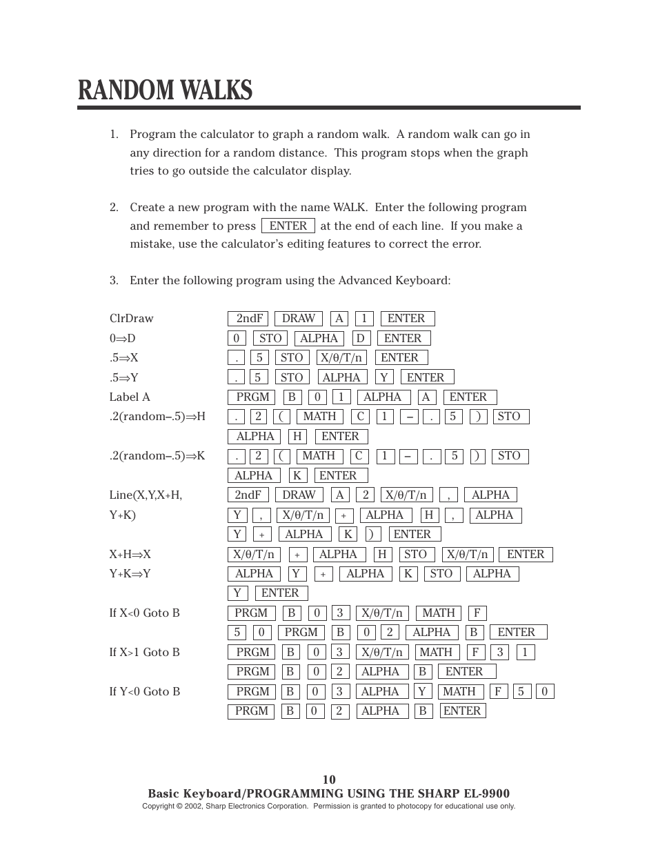 Random walks | Sharp EL-9900 User Manual | Page 47 / 153