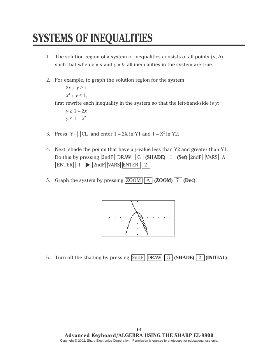 Systems of inequalities | Sharp EL-9900 User Manual | Page 67 / 153