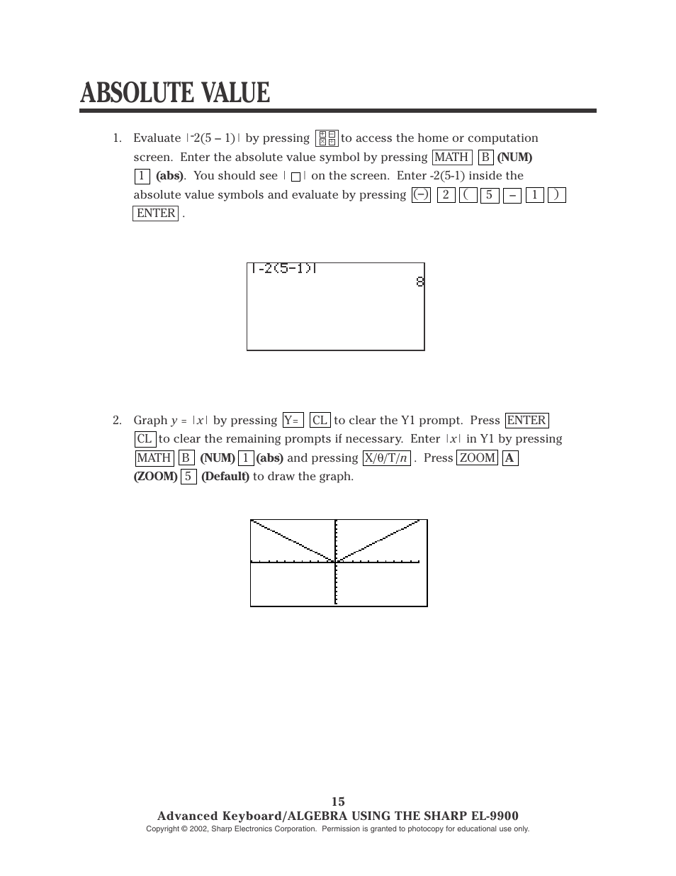 Absolute value | Sharp EL-9900 User Manual | Page 68 / 153