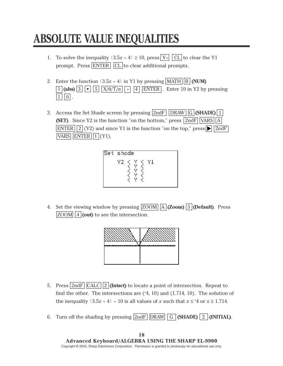 Absolute value inequalities | Sharp EL-9900 User Manual | Page 71 / 153