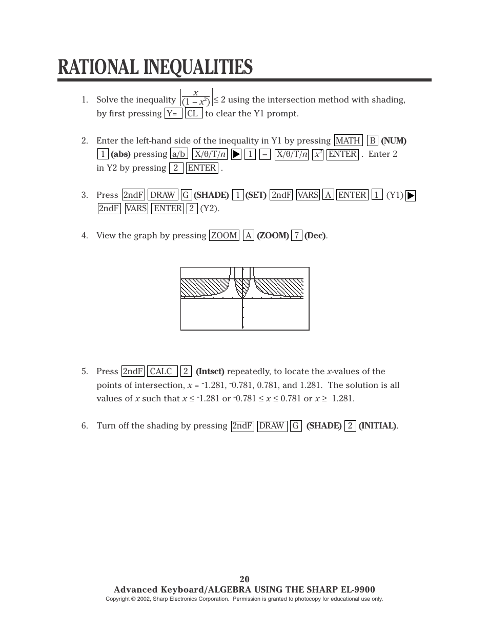 Rational inequalities | Sharp EL-9900 User Manual | Page 73 / 153