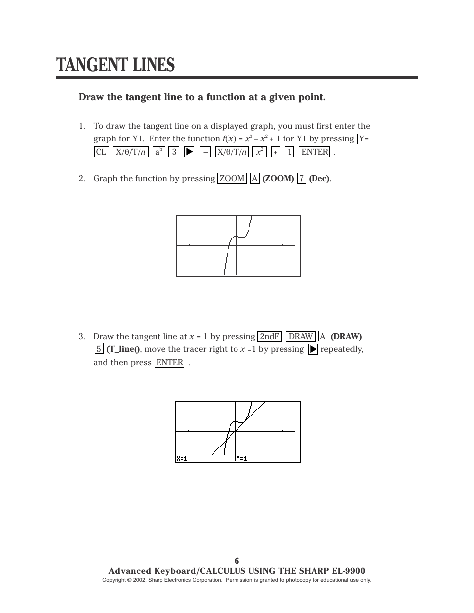 Tangent lines | Sharp EL-9900 User Manual | Page 81 / 153