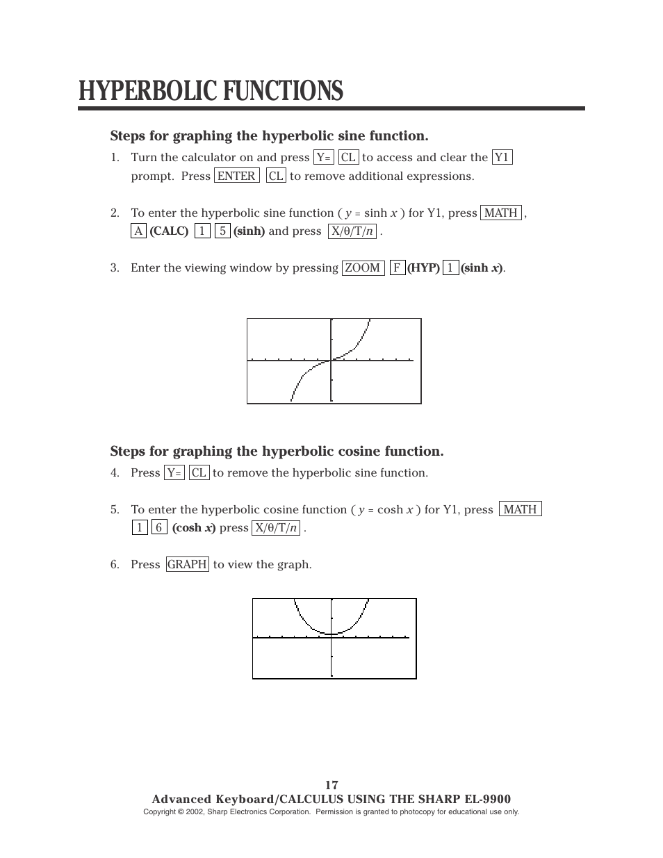 Hyperbolic functions | Sharp EL-9900 User Manual | Page 92 / 153