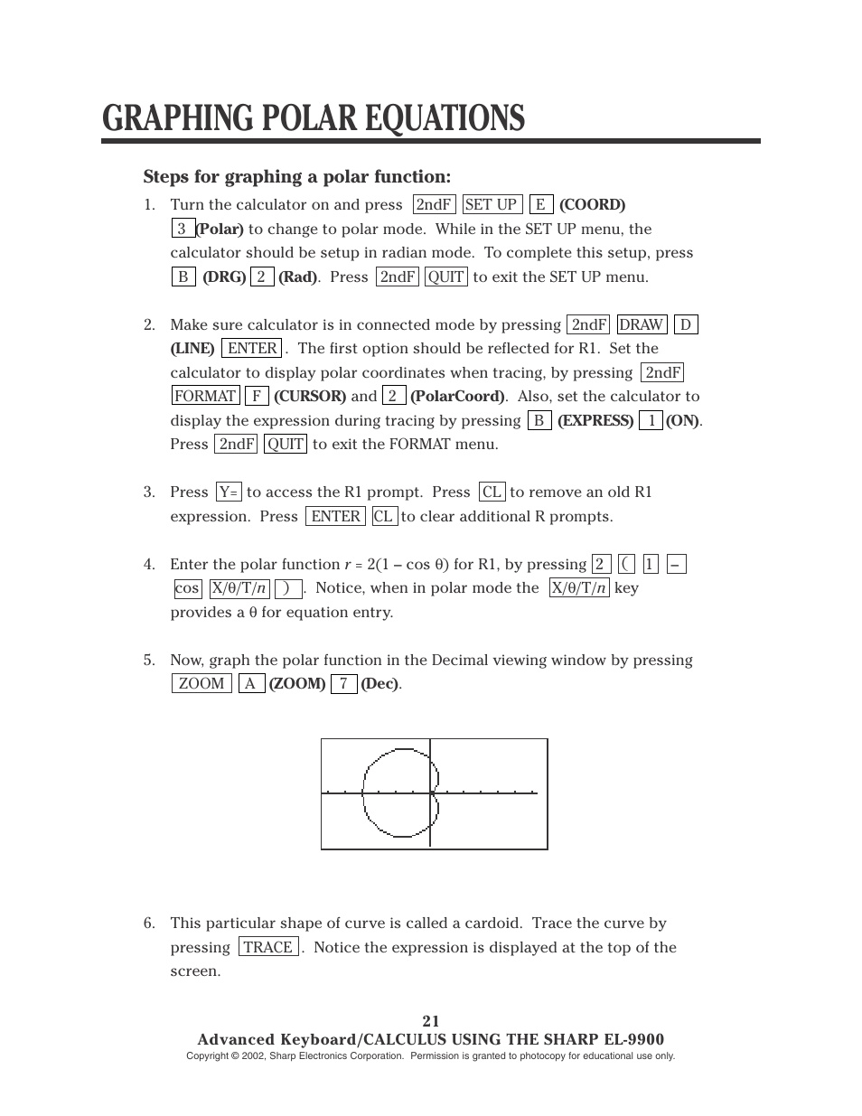 Graphing polar equations | Sharp EL-9900 User Manual | Page 96 / 153