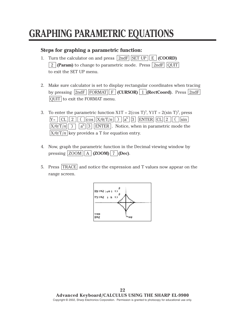 Graphing parametric equations | Sharp EL-9900 User Manual | Page 97 / 153