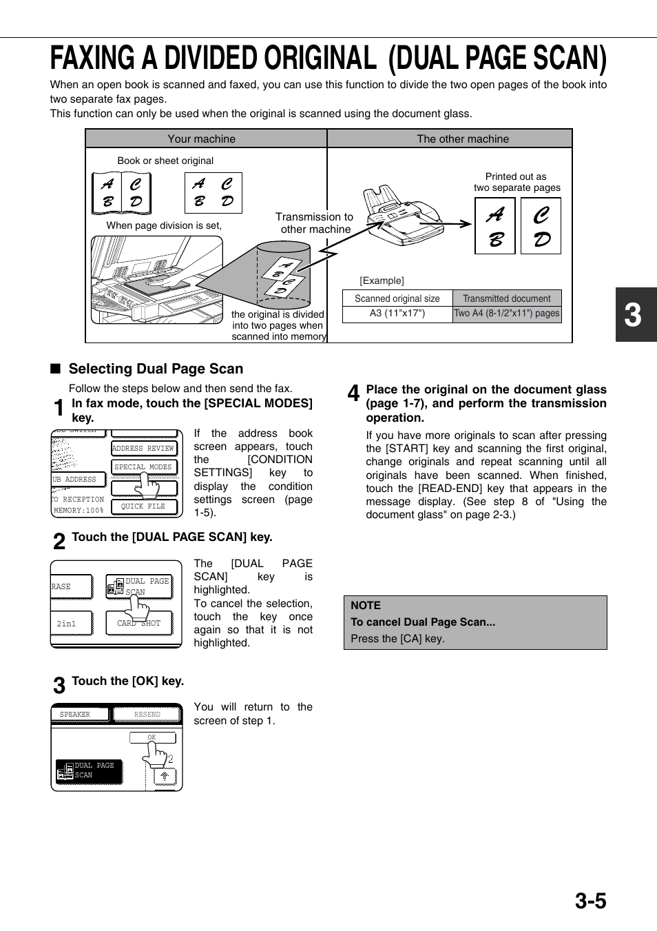 3faxing a divided original (dual page scan) | Sharp MX-M350U User Manual | Page 41 / 110