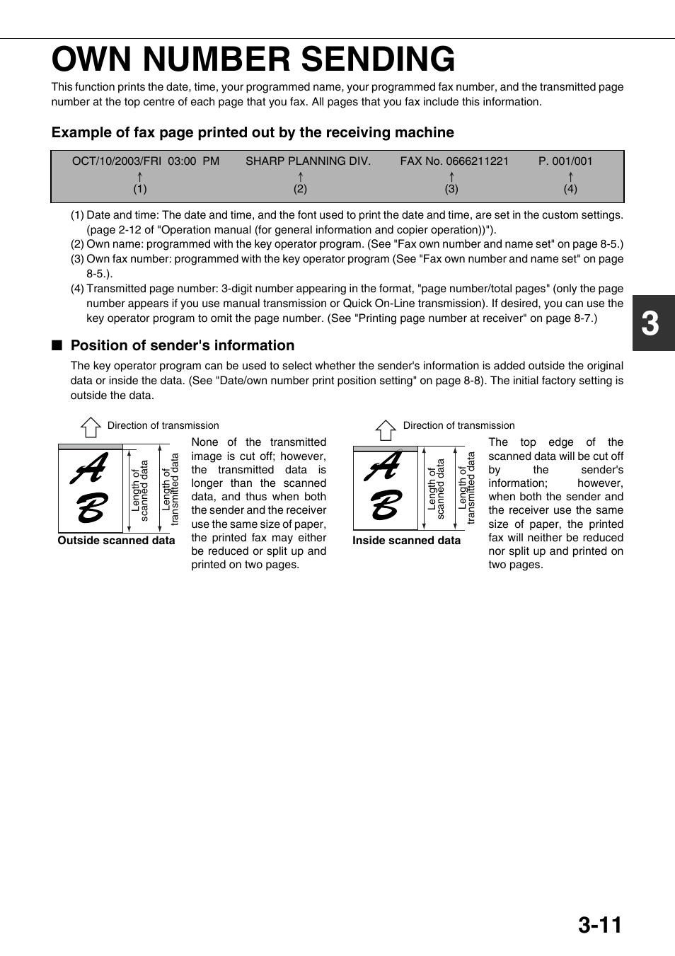 Own number sending, 3own number sending | Sharp MX-M350U User Manual | Page 47 / 110