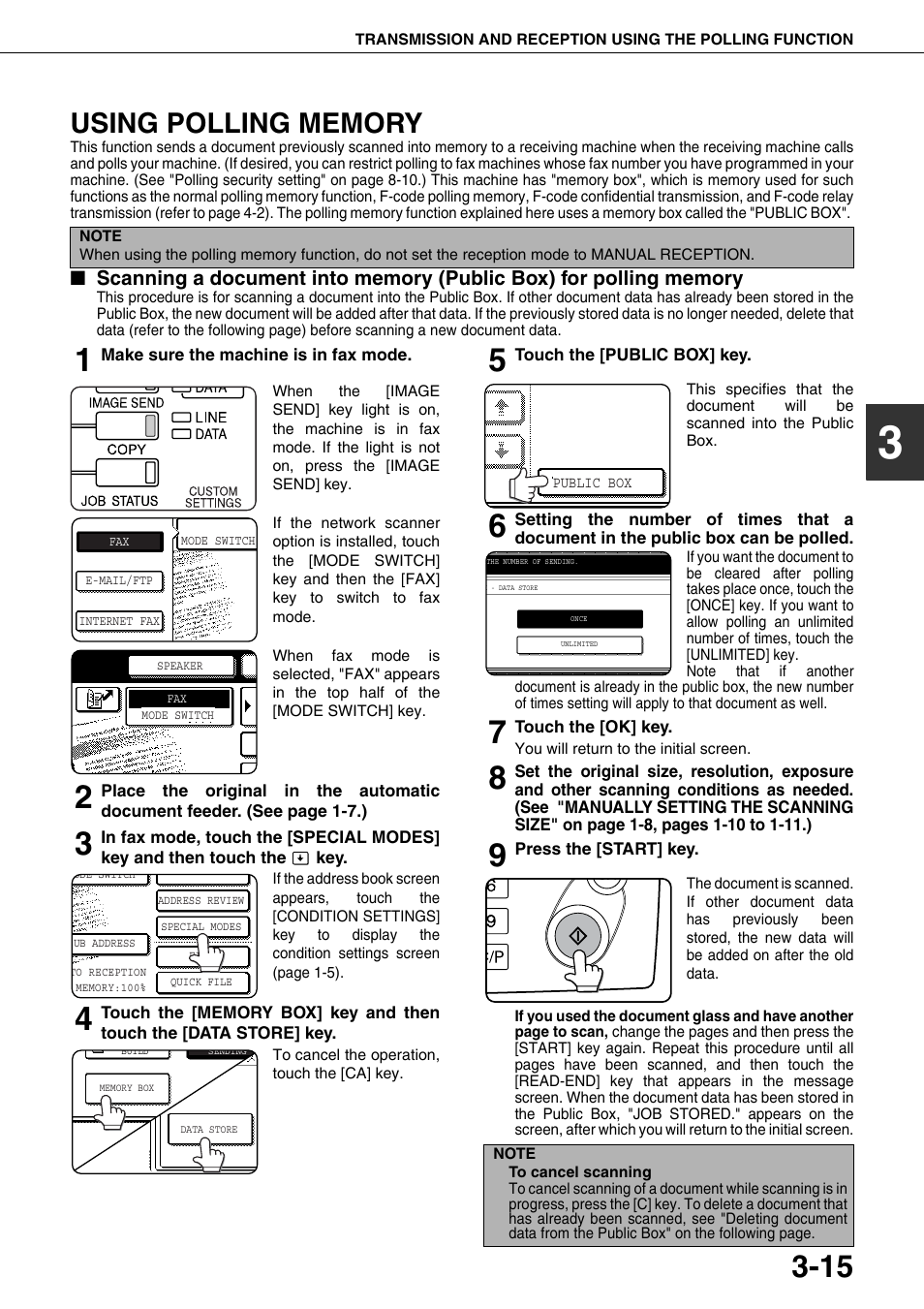 Using polling memory, E 3-15) | Sharp MX-M350U User Manual | Page 51 / 110