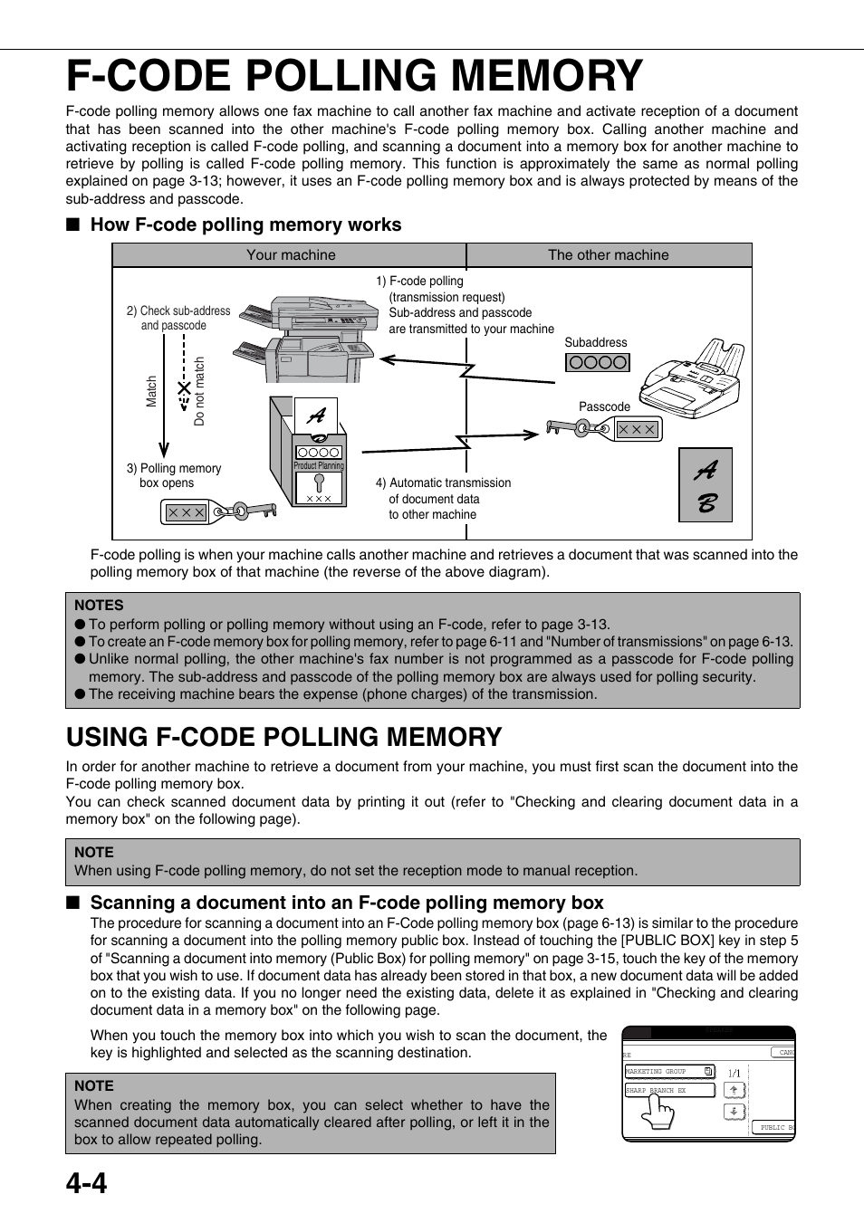 F-code polling memory, Using f-code polling memory | Sharp MX-M350U User Manual | Page 60 / 110