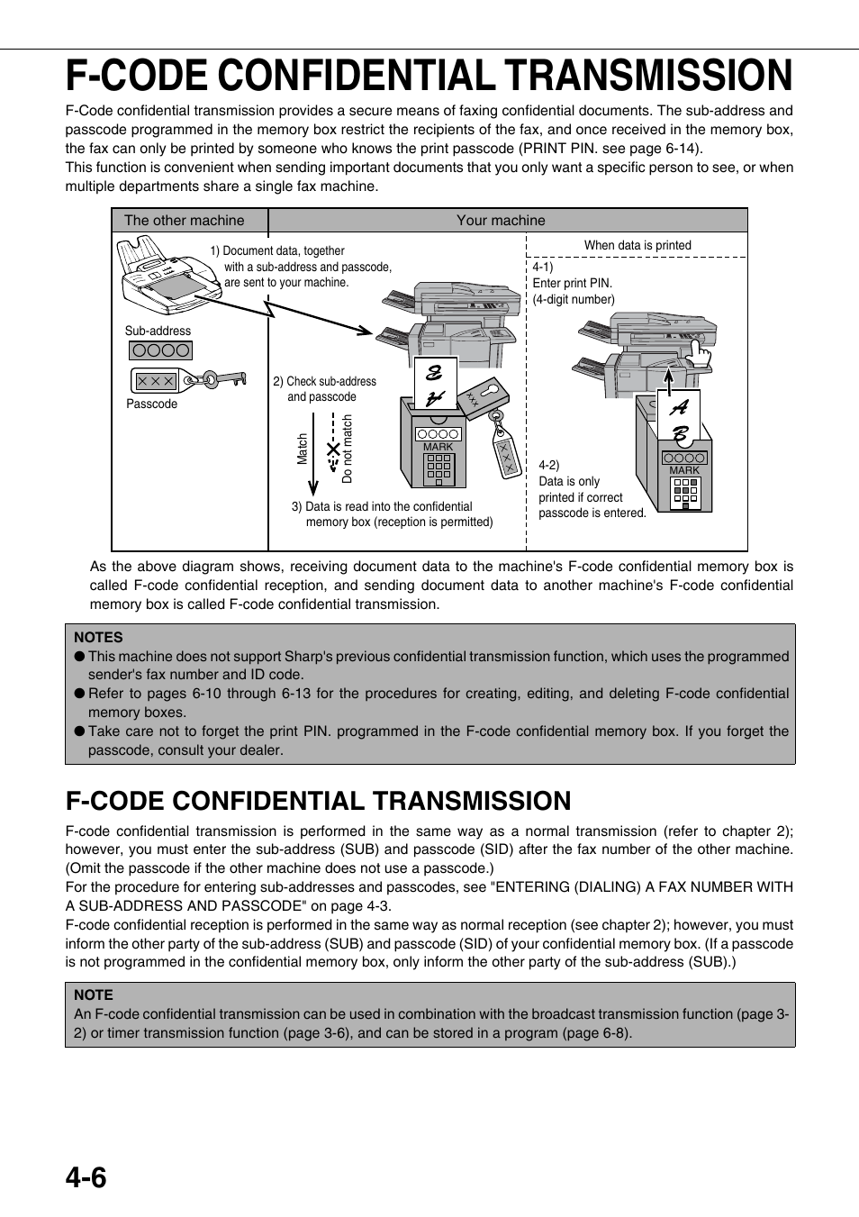 F-code confidential transmission, E 4-6), Ee "f-code confidential | Transmission" on | Sharp MX-M350U User Manual | Page 62 / 110