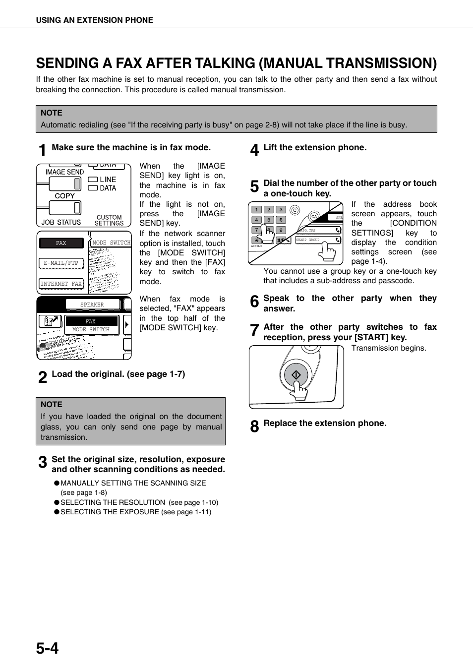 Sending a fax after talking (manual transmission) | Sharp MX-M350U User Manual | Page 70 / 110