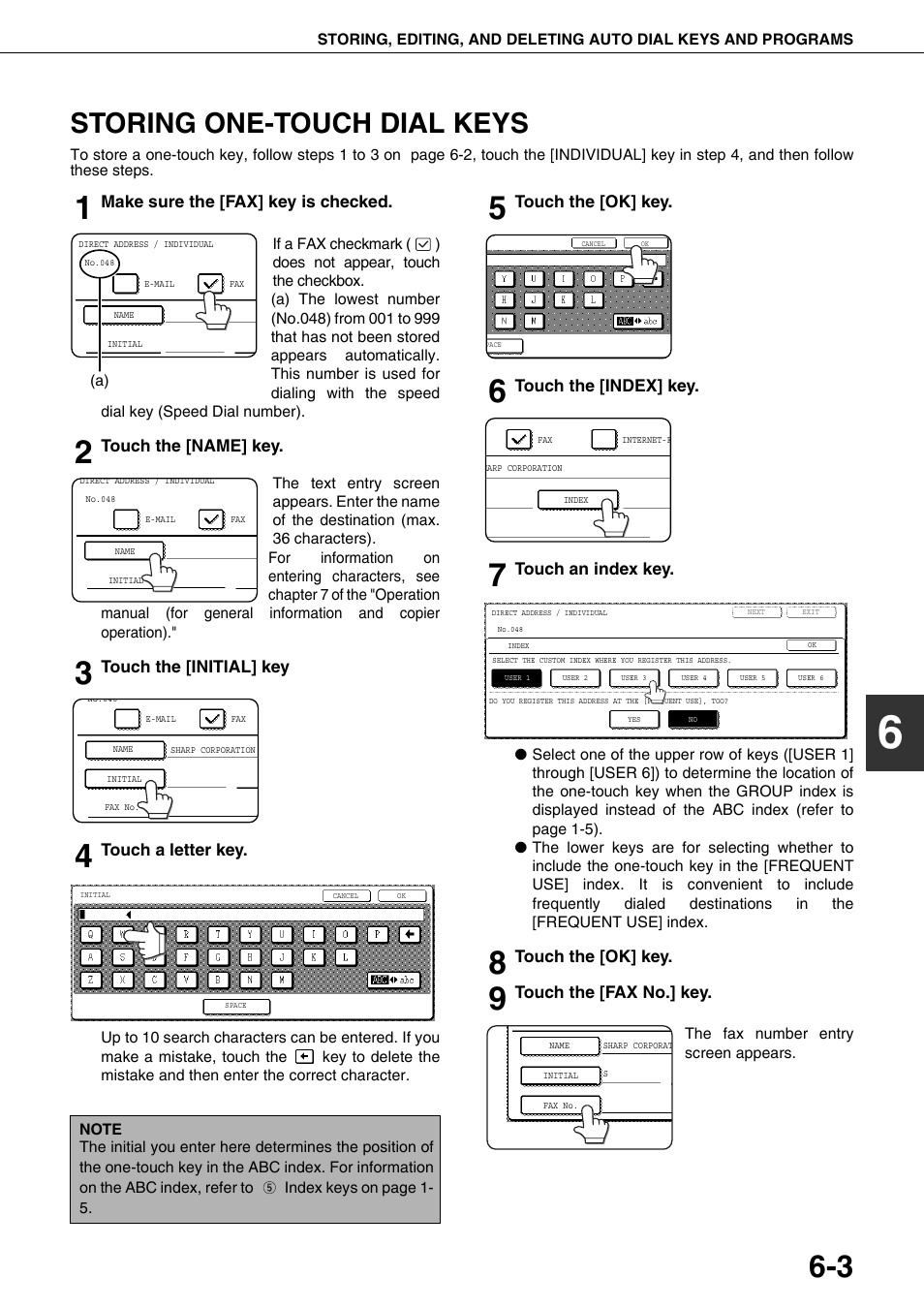 Storing one-touch dial keys, 3 an, S 6-3 an | Sharp MX-M350U User Manual | Page 73 / 110