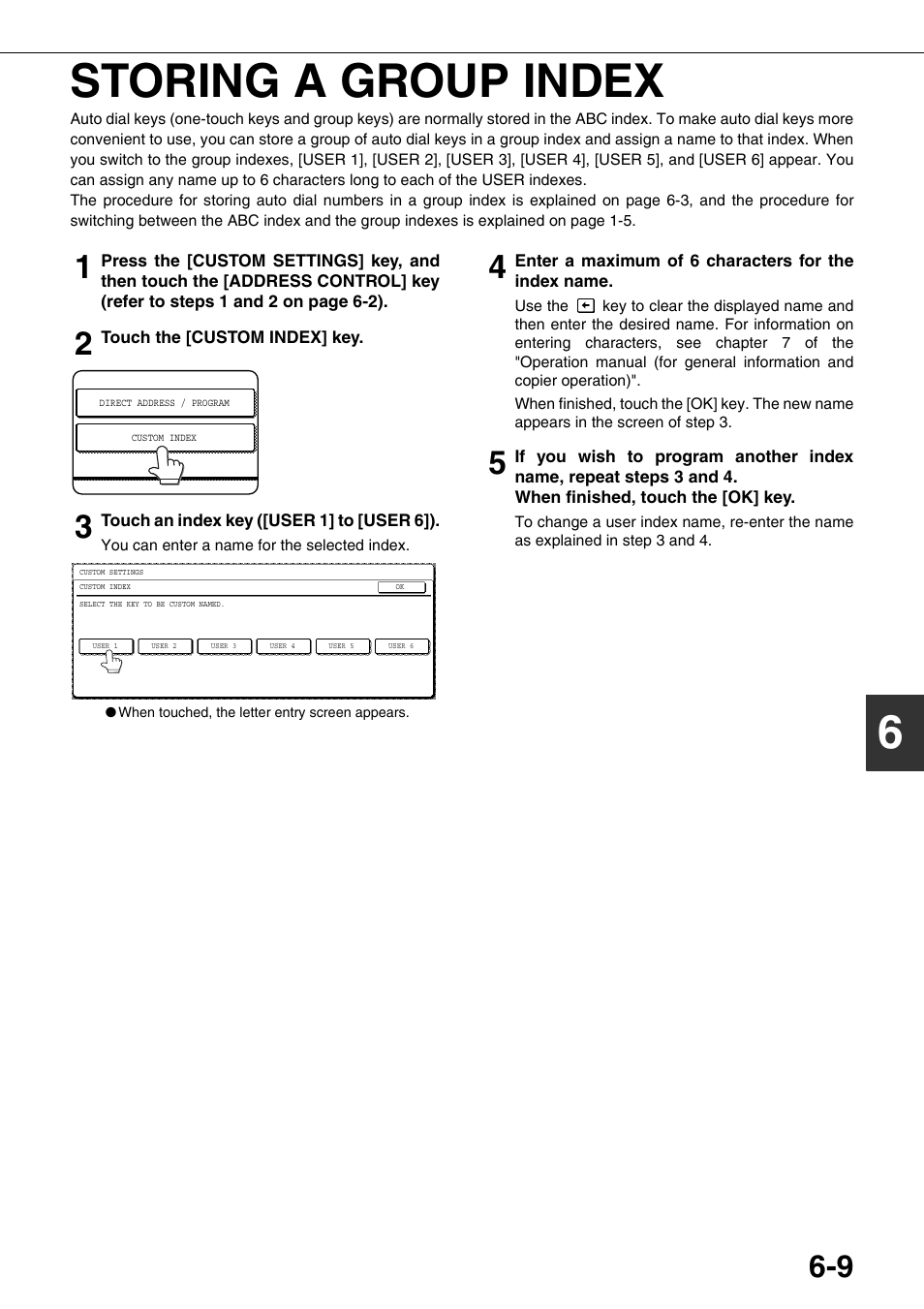 6storing a group index | Sharp MX-M350U User Manual | Page 79 / 110