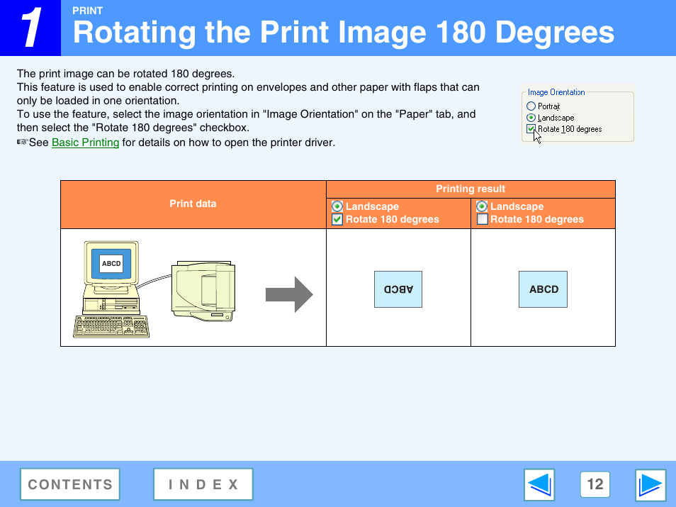 Rotating the print image 180 degrees | Sharp FO-DC550 User Manual | Page 12 / 43