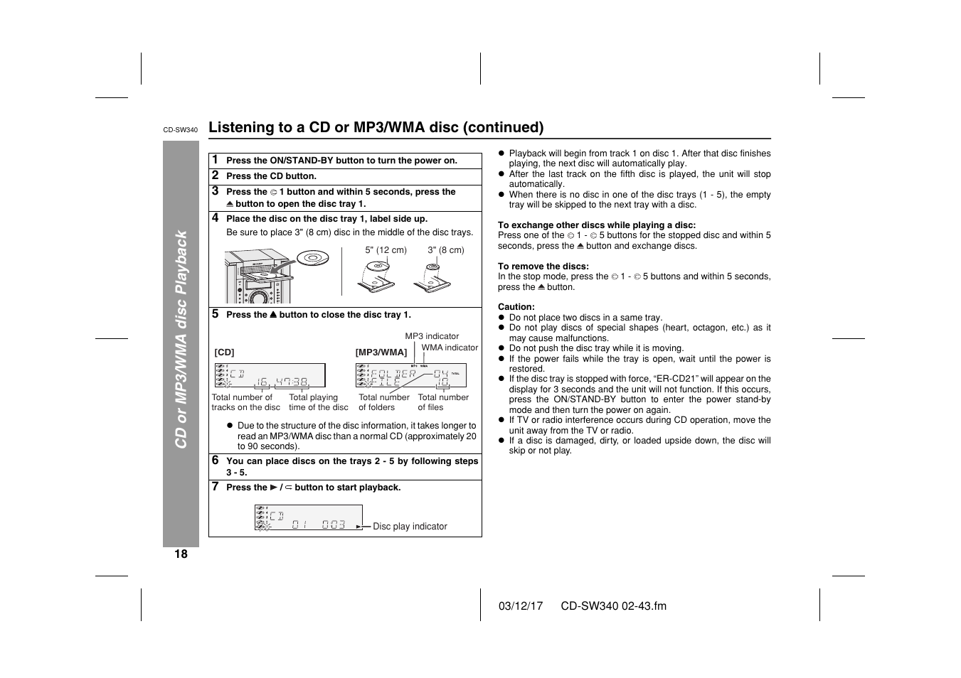 Sharp CD SW340 User Manual | Page 18 / 40