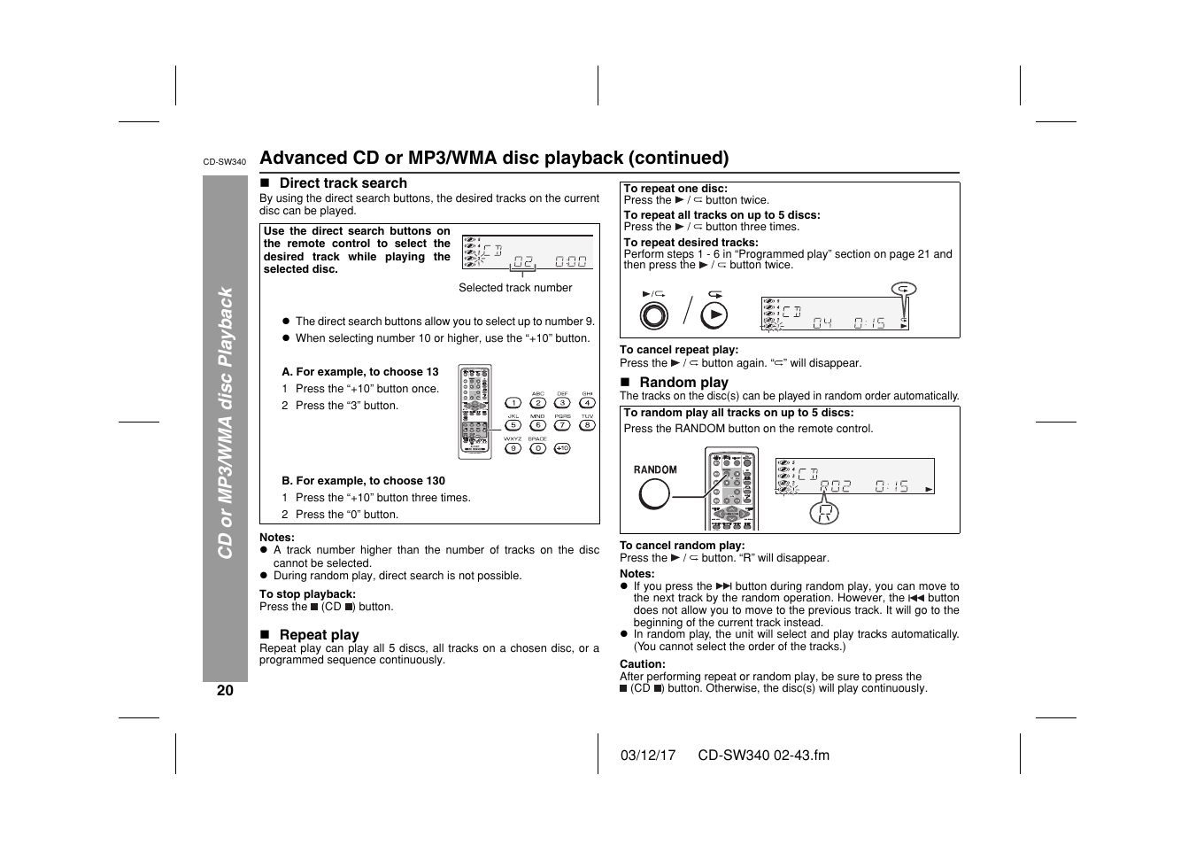 Sharp CD SW340 User Manual | Page 20 / 40