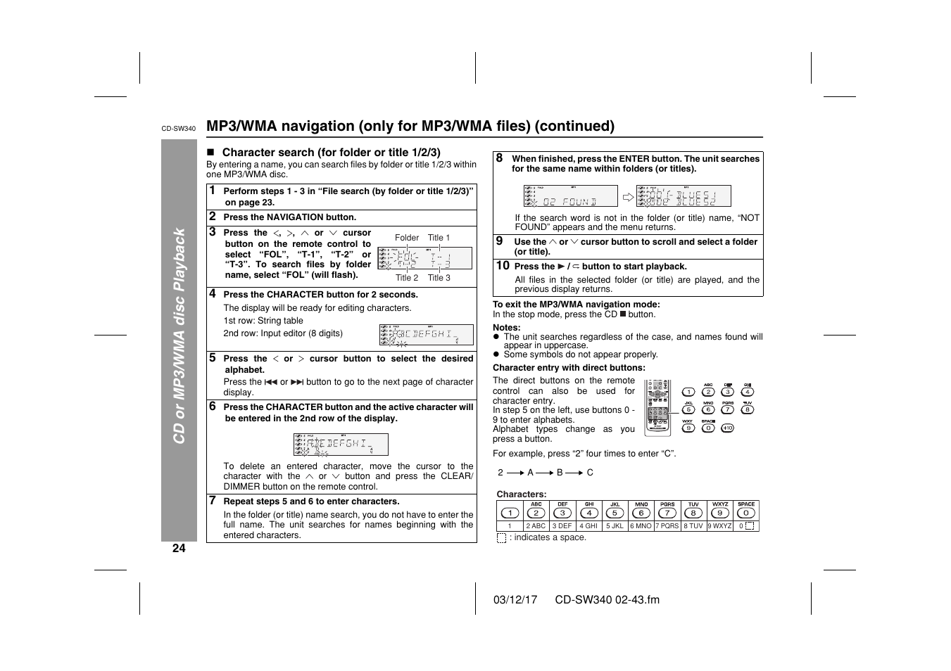 Sharp CD SW340 User Manual | Page 24 / 40