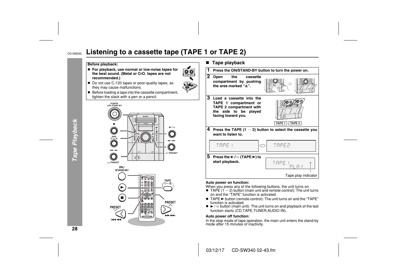 Sharp CD SW340 User Manual | Page 28 / 40