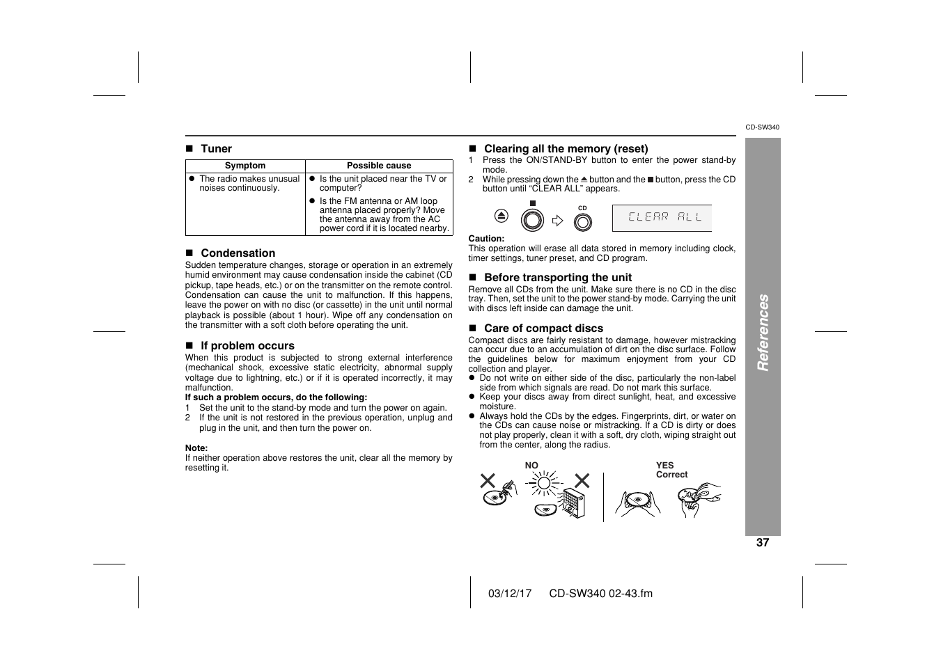 References | Sharp CD SW340 User Manual | Page 37 / 40