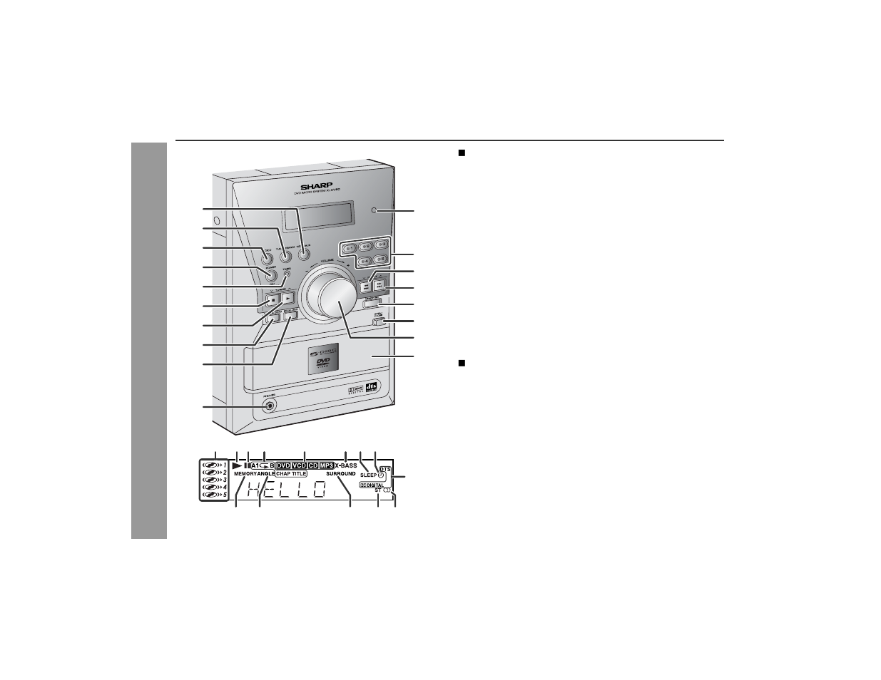 Controls and indicators | Sharp XL-DV60 User Manual | Page 8 / 56