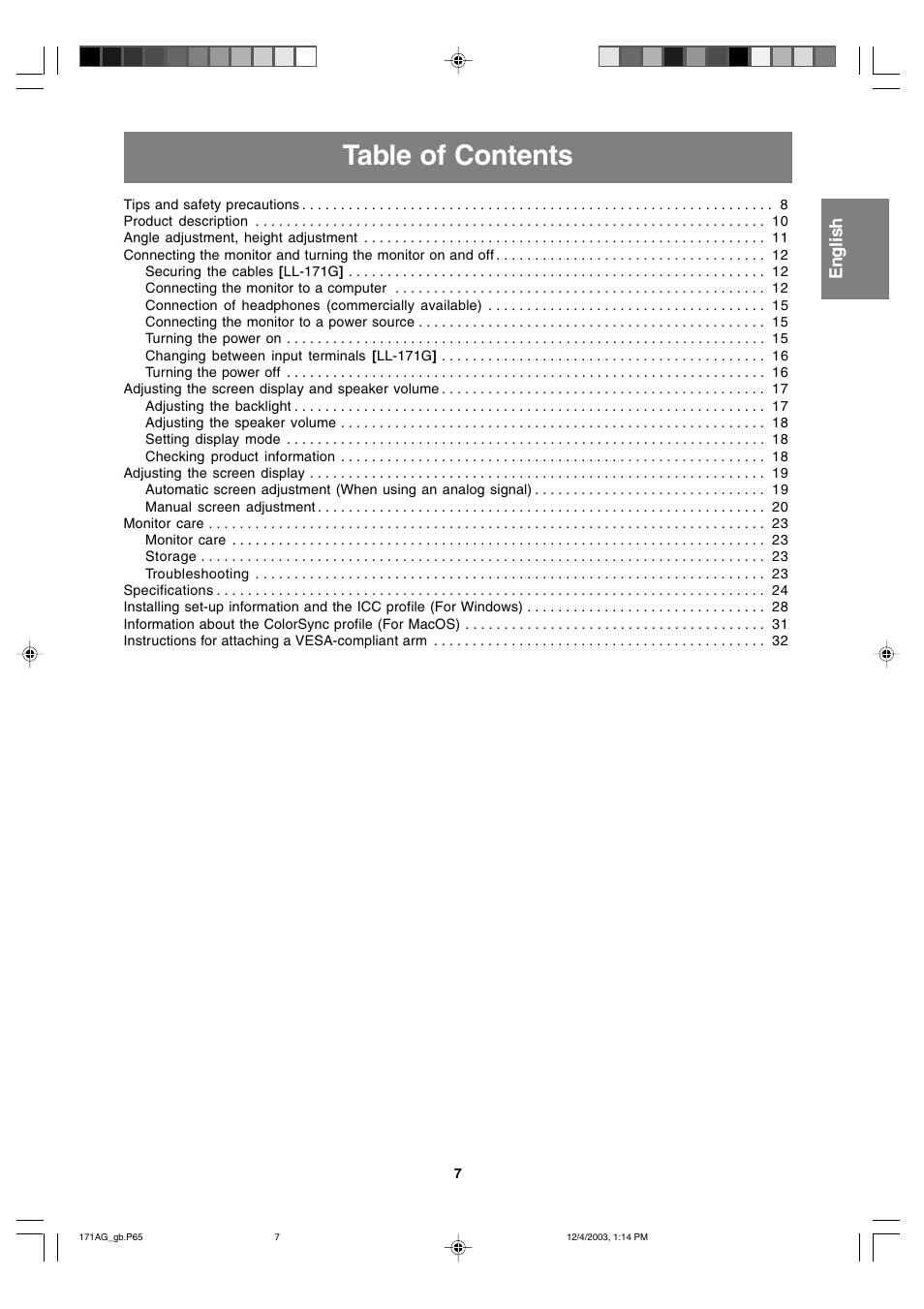 Sharp LL-171A User Manual | Page 7 / 140