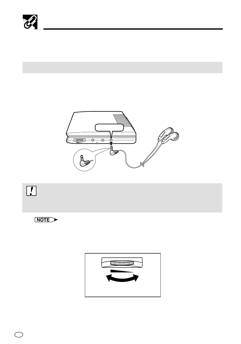 Using headphones, Important, Use the volume dial to adjust the volume level | Lower, Higher min max | Sharp DV-L70BL User Manual | Page 31 / 99