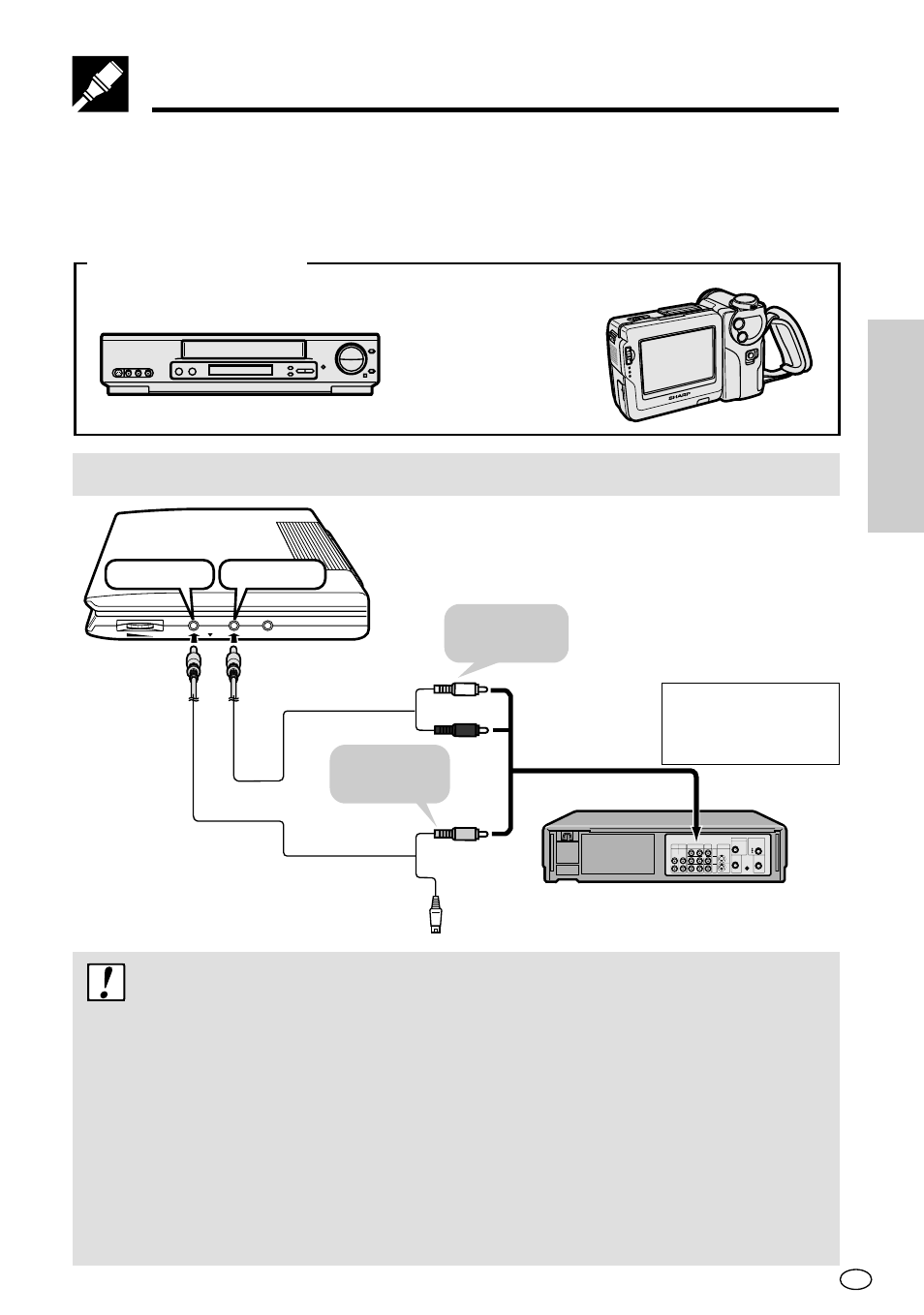 Connecting to external equipment for input, Important, Vcr (pal system only) camcorder (pal system only) | Sharp DV-L70BL User Manual | Page 32 / 99