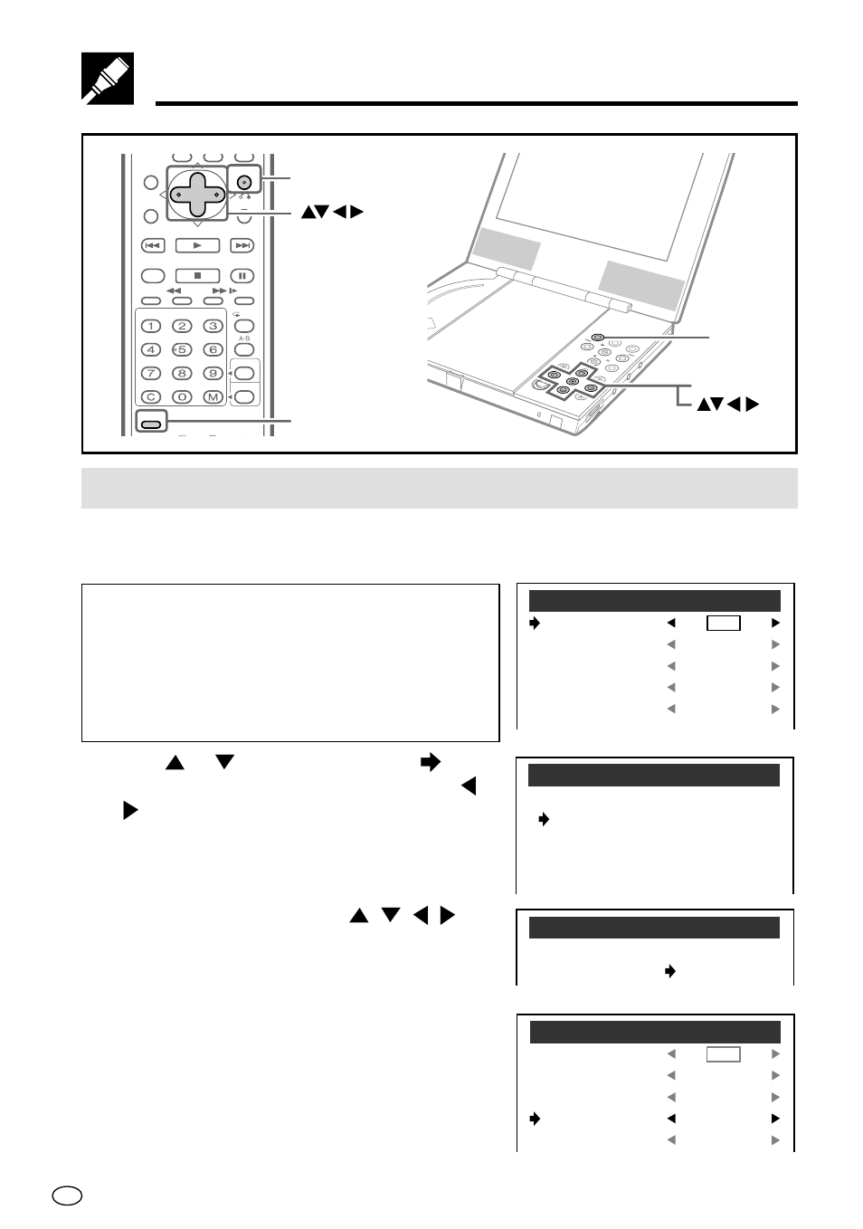 Setup, Setting the language, Caution | Press setup . dvd set up screen appears, Enter setup, Enter input/ dvd, Osd la se t up, Ngu ge a | Sharp DV-L70BL User Manual | Page 45 / 99