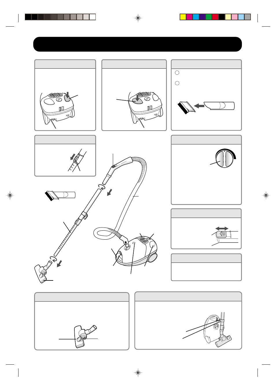 Operating instructions and part list, On / off switch accessories how to tidy up, Floor nozzle | Dust indicator, Air slide valve, Power control, Telescopic pipe | Sharp EC-6312P User Manual | Page 4 / 12