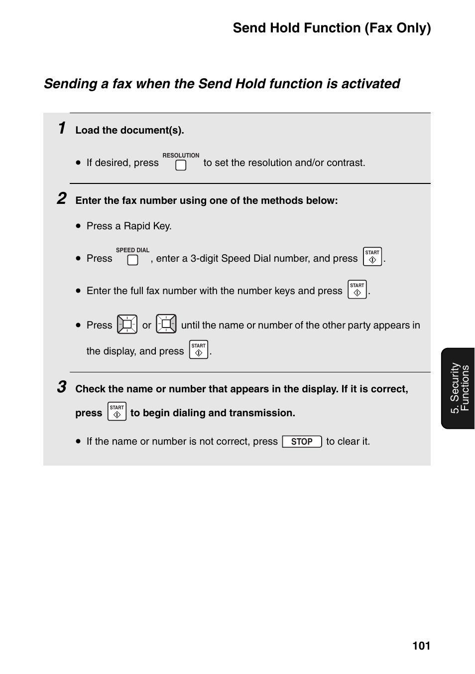 Send hold function (fax only) | Sharp FO-IS125N User Manual | Page 103 / 179