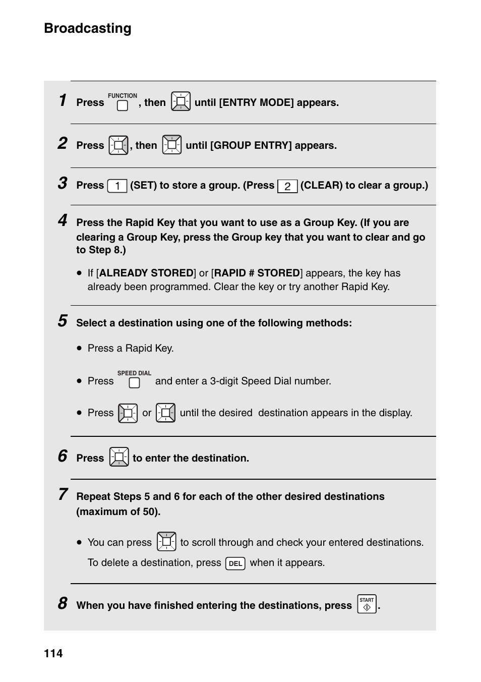 Broadcasting | Sharp FO-IS125N User Manual | Page 116 / 179