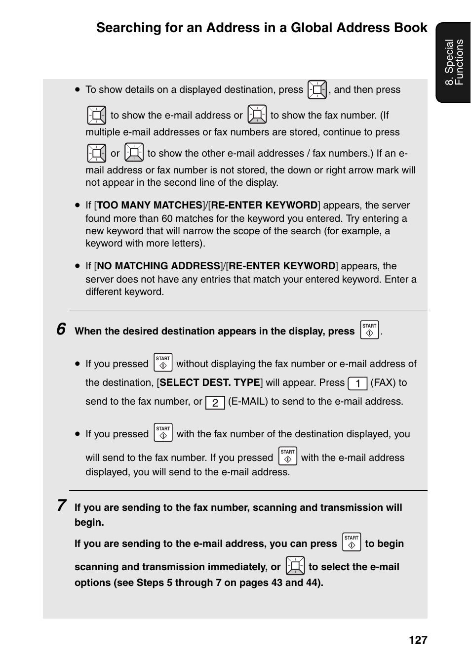 Searching for an address in a global address book | Sharp FO-IS125N User Manual | Page 129 / 179