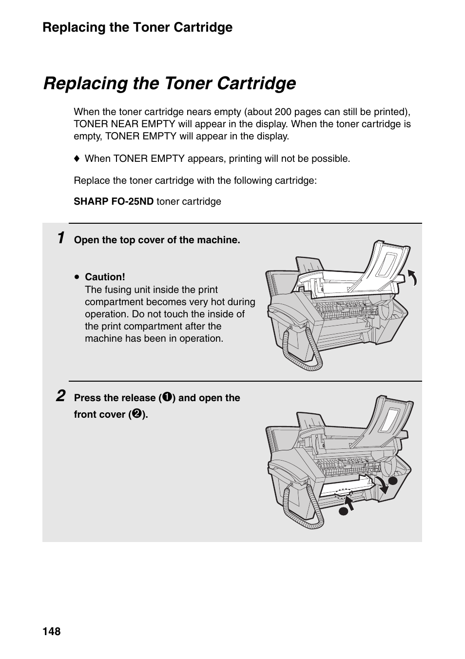 Replacing the toner cartridge | Sharp FO-IS125N User Manual | Page 150 / 179