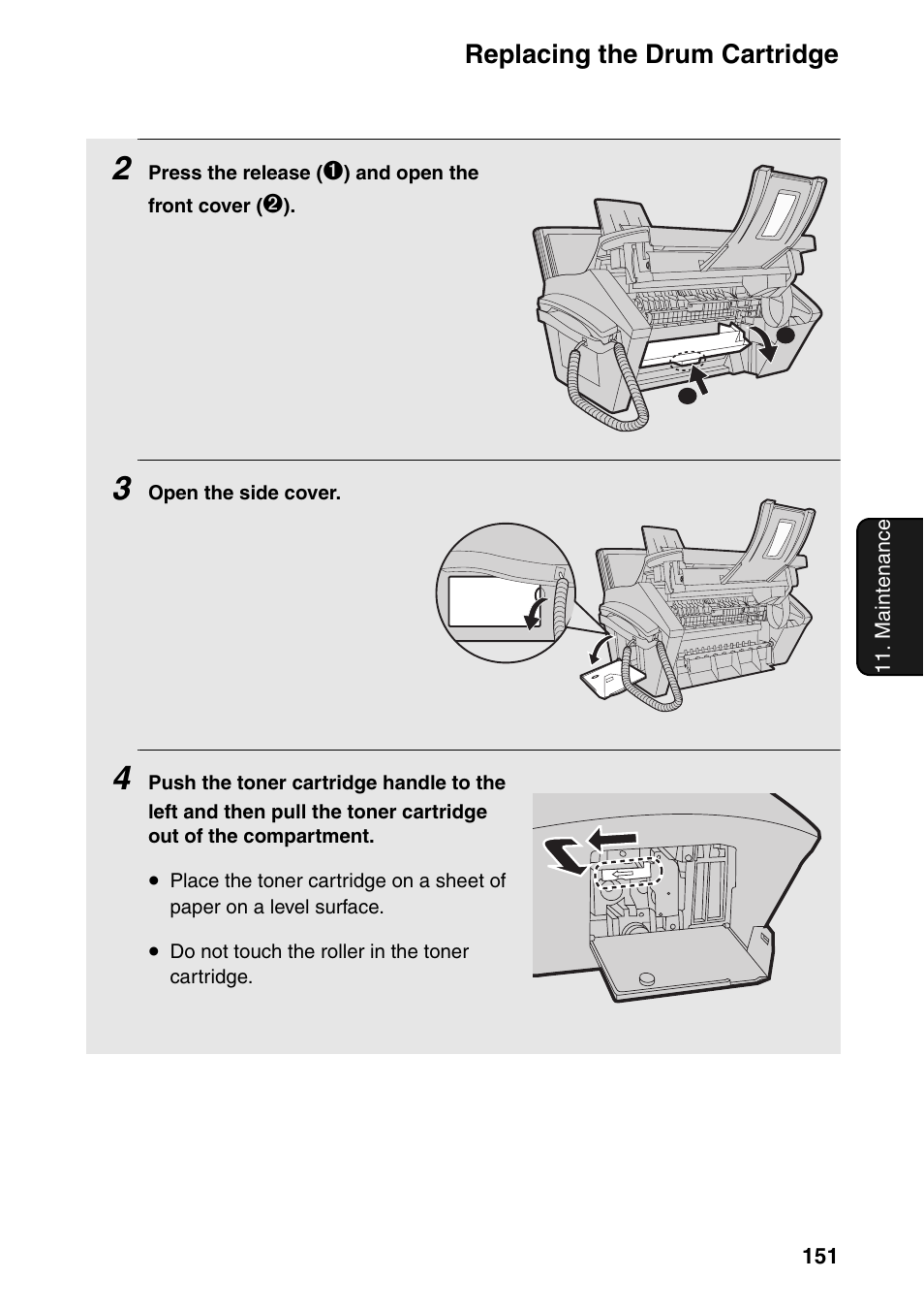 Replacing the drum cartridge | Sharp FO-IS125N User Manual | Page 153 / 179