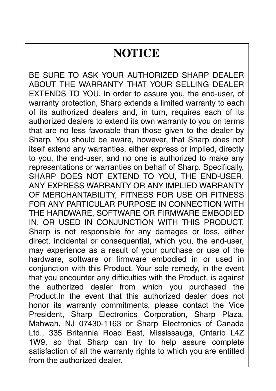 Notice | Sharp FO-IS125N User Manual | Page 177 / 179