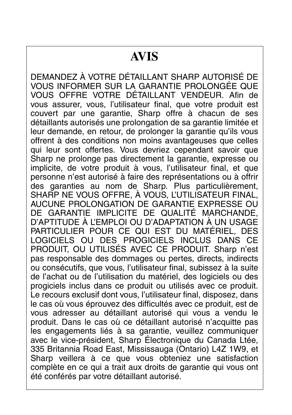 Avis | Sharp FO-IS125N User Manual | Page 178 / 179