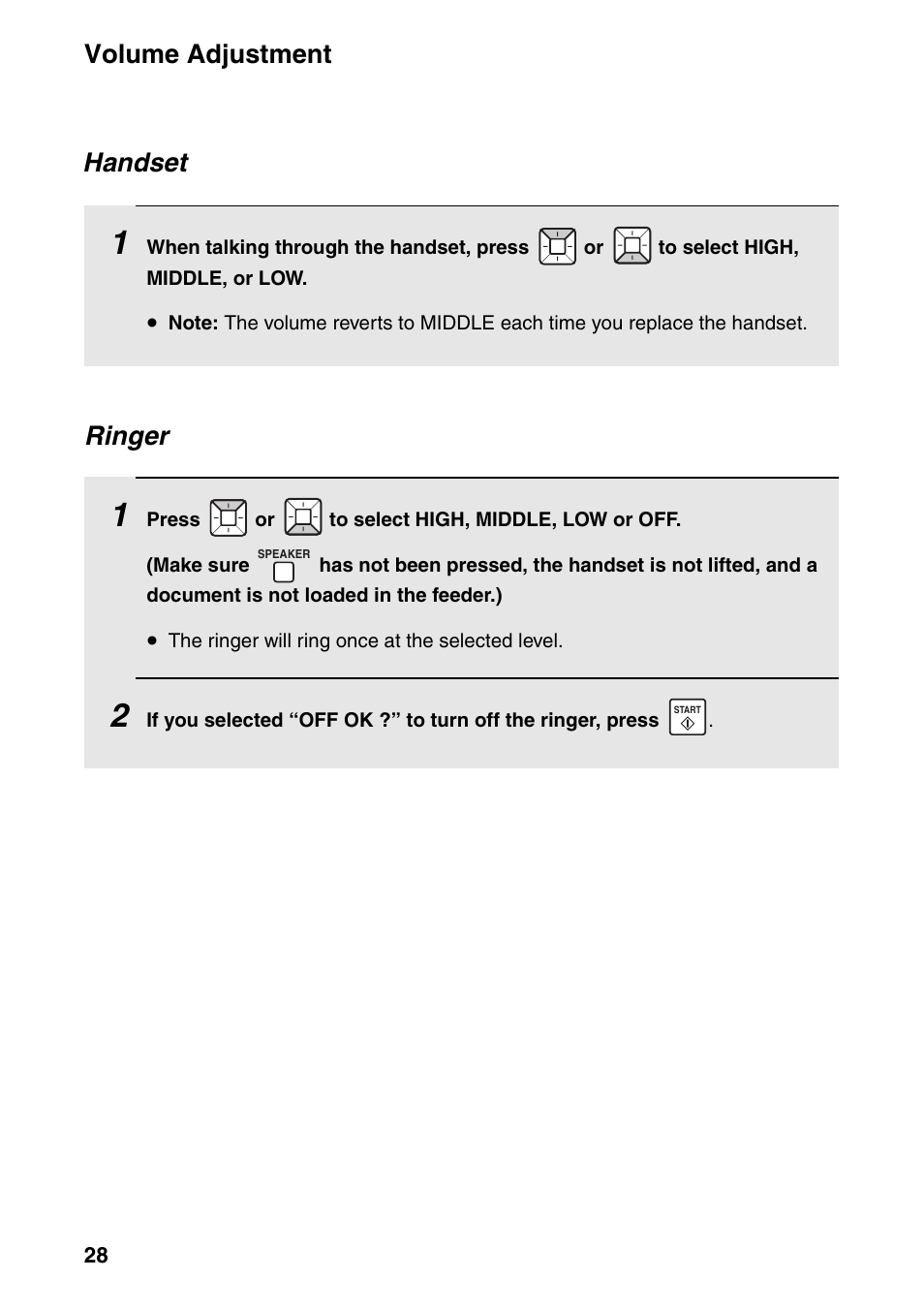 Volume adjustment, Handset, Ringer | Sharp FO-IS125N User Manual | Page 30 / 179