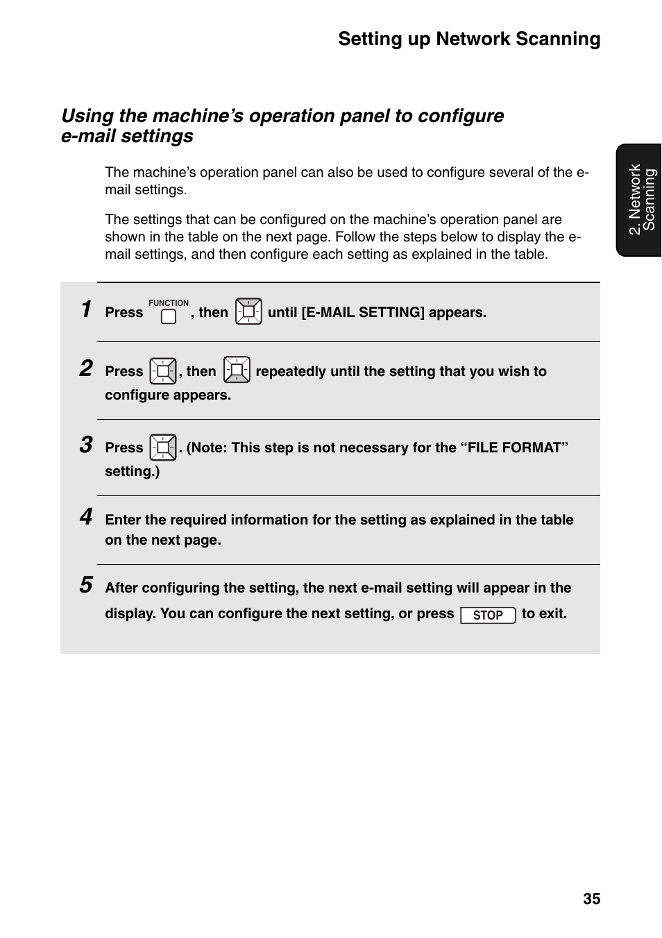 Setting up network scanning | Sharp FO-IS125N User Manual | Page 37 / 179