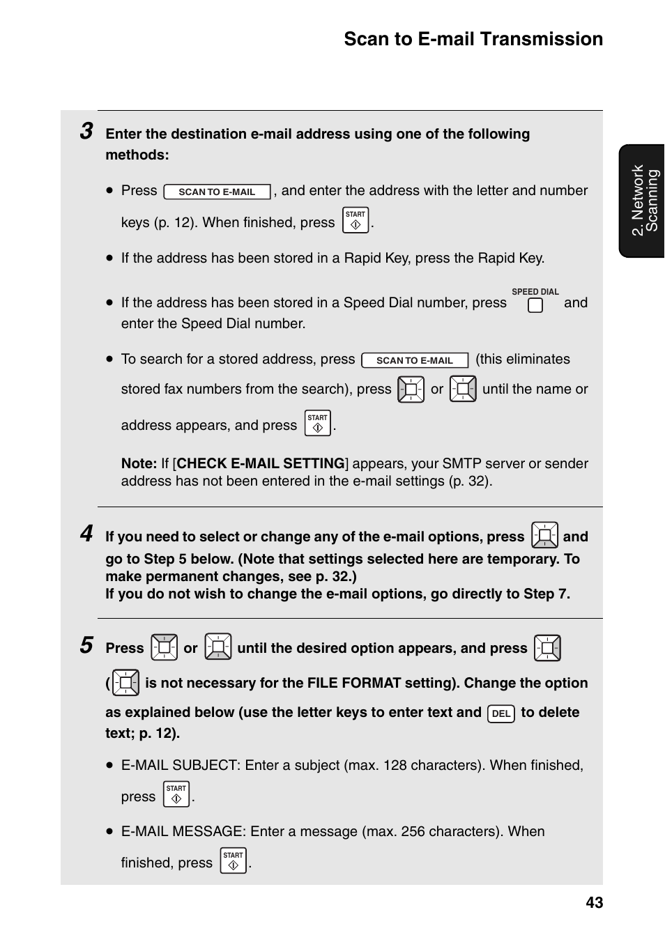 Scan to e-mail transmission | Sharp FO-IS125N User Manual | Page 45 / 179