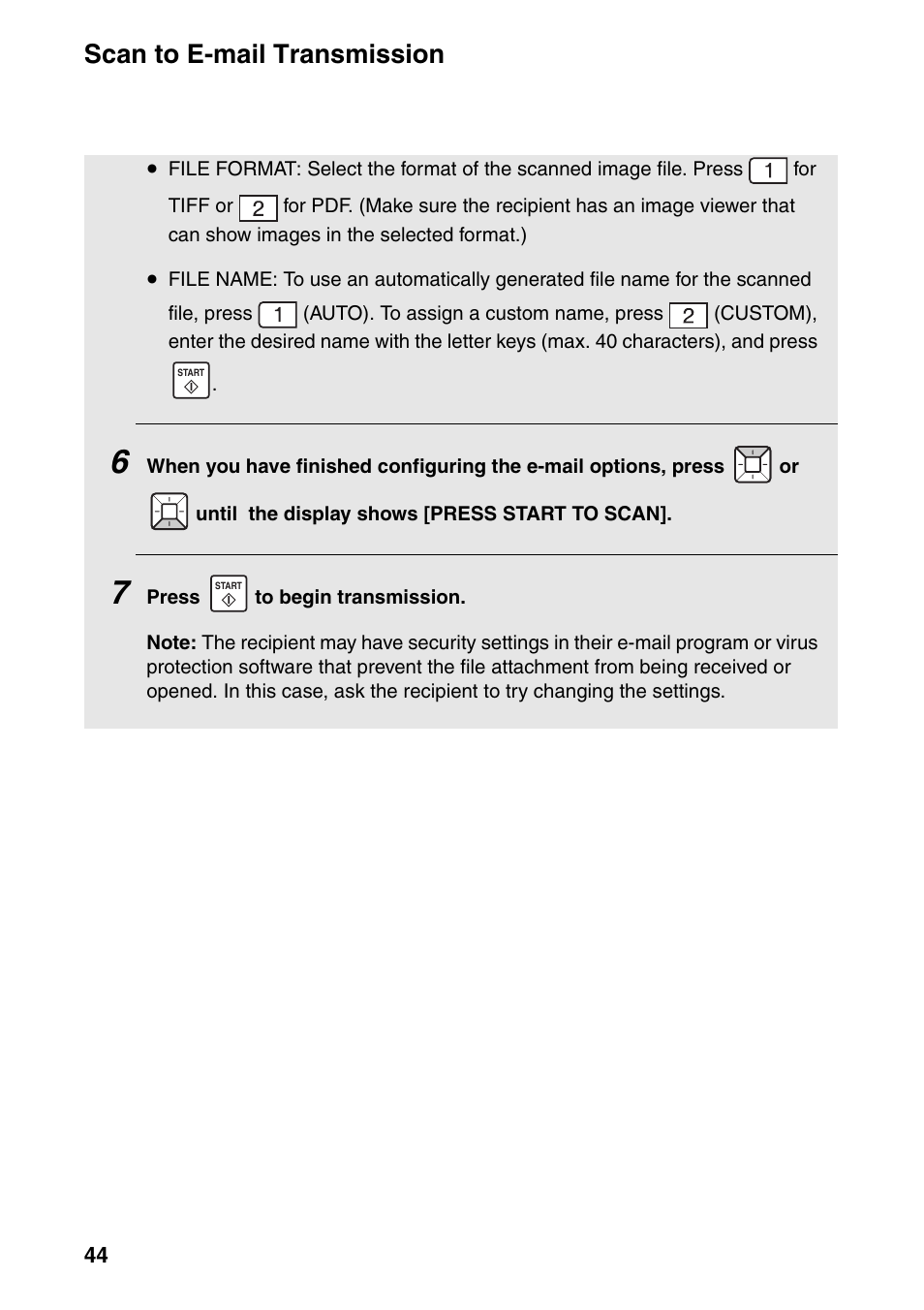 Scan to e-mail transmission | Sharp FO-IS125N User Manual | Page 46 / 179