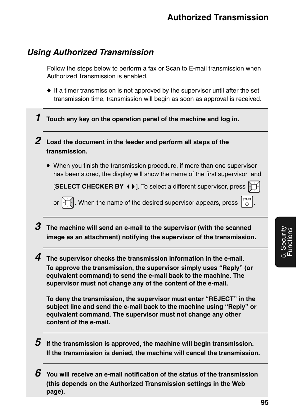 Authorized transmission, Using authorized transmission | Sharp FO-IS125N User Manual | Page 97 / 179