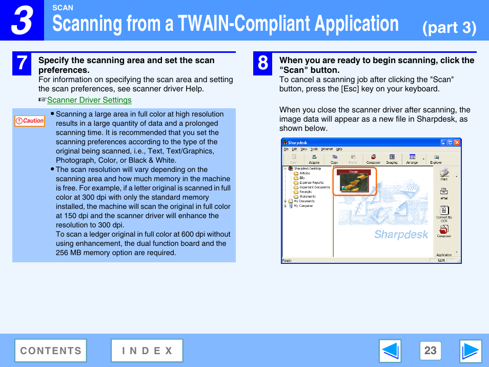 Scanning from a twain-compliant application, Part 3) | Sharp AR-M160 User Manual | Page 23 / 33